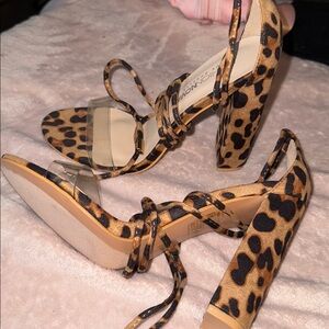 Fashion Nova Cheetah Animal Print Lace Up Heels